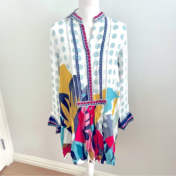 New Anthropologie Colorful Polka Dot Tunic Dress - Picture 1 of 3